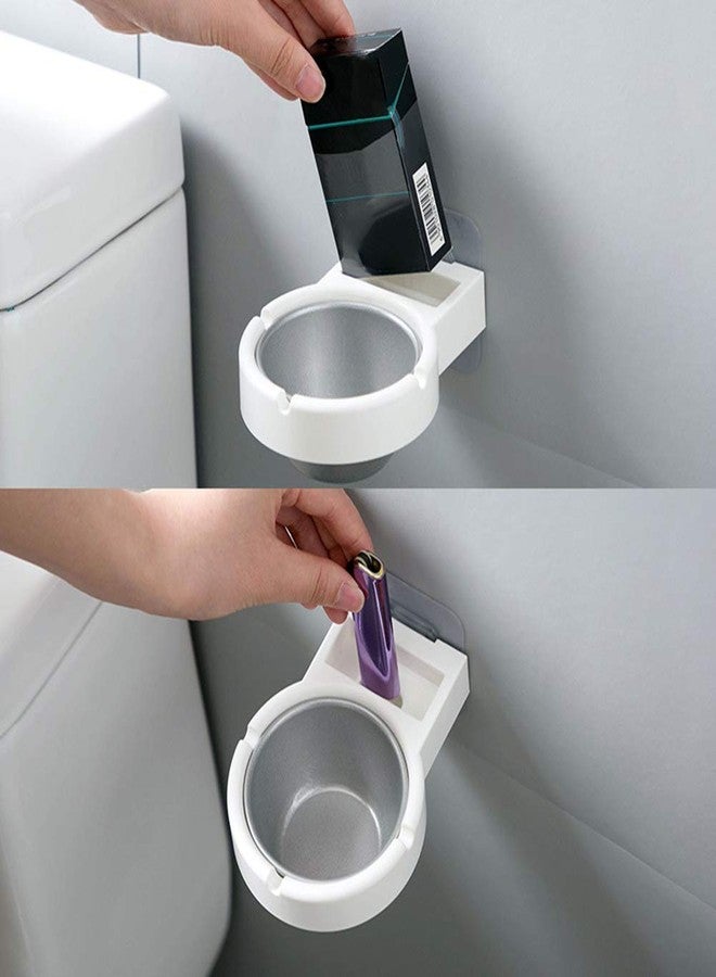 Leeonz Ashtray Wall Mounted Bathroom Ash Tray Stainless Steel Ash Holder Windproof Ash Holder for Home Living Room Toilet (White) - Image 3